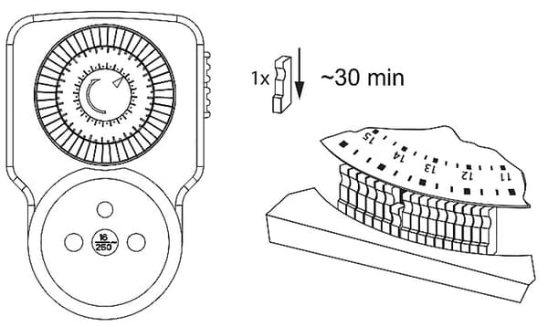 Mini mekanisk analog timer 24h 3500W nätspänning