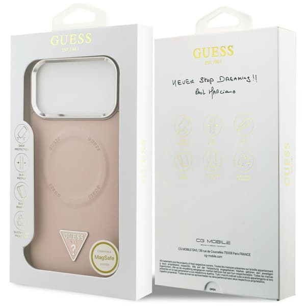 Guess Triangle Logo MagSafe -kotelo iPhone 17 Pro Maxille, pinkki