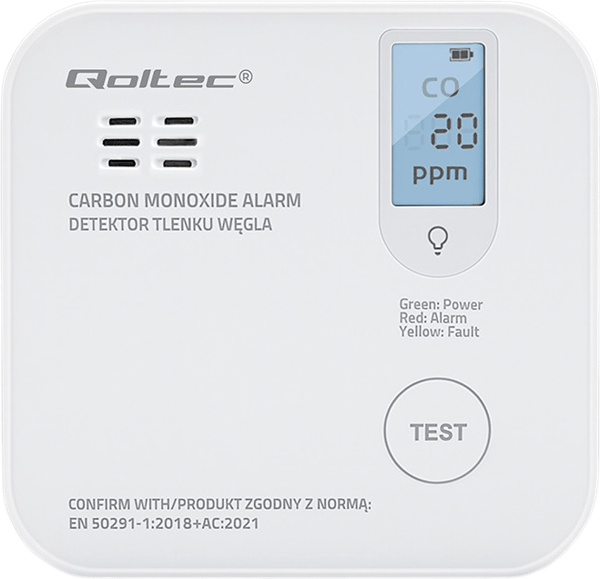 Qoltec trådlös kolmonoxidsensor 85dB LED
