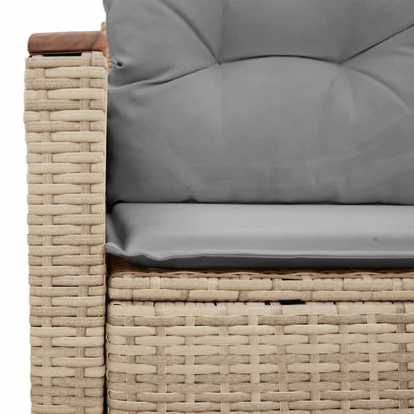 vidaXL Trädgårdssoffa med kuddar, 2-sits, beige, polyrotting
