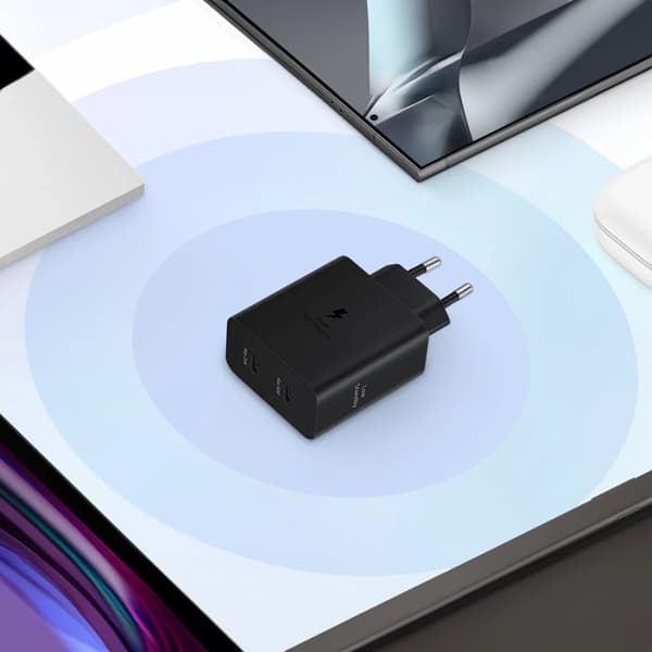 Samsung Strømadapter Duo 2x USB-C 50W Vægoplader - Sort