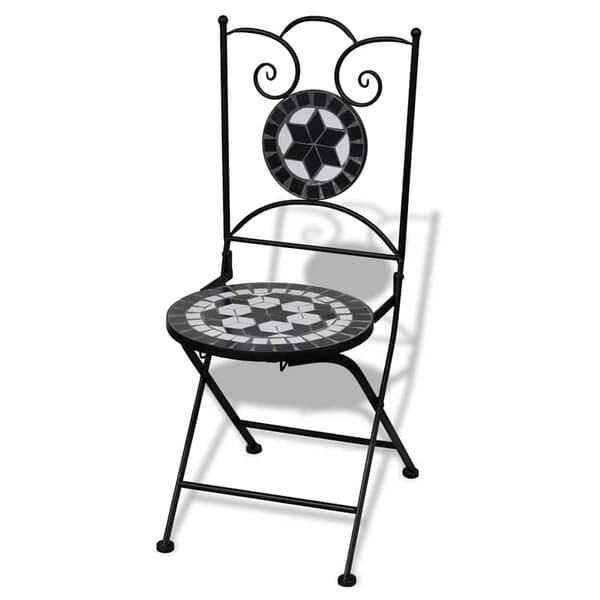 vidaXL foldbare bistrostole, sæt med 2, keramik, sort og hvid