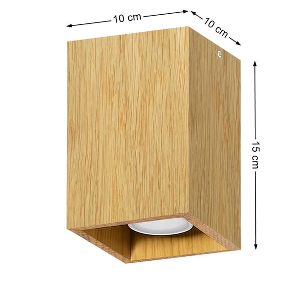 Loftlampe i egetræ 10x15 cm lodret