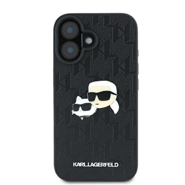 Karl Lagerfeld Monogram Karl&Chaoupette Head Pin-etui til iPhone 16, Sort