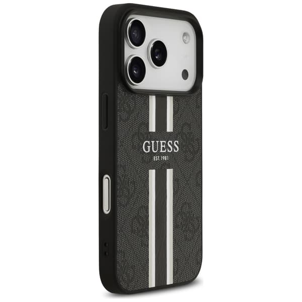 Guess 4G Printed Stripes MagSafe-etui til iPhone 17 Pro, sort