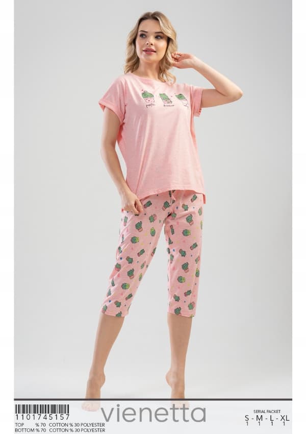 Vienetta Dampyjamas Bomull S 36 38 3/4 Byxor