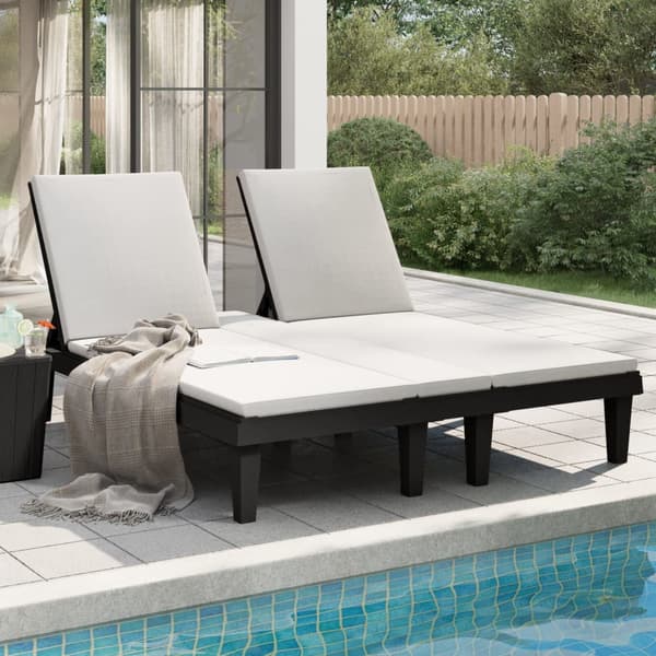 vidaXL dobbelt liggestol, sort, 155x138x83 cm, polypropylen