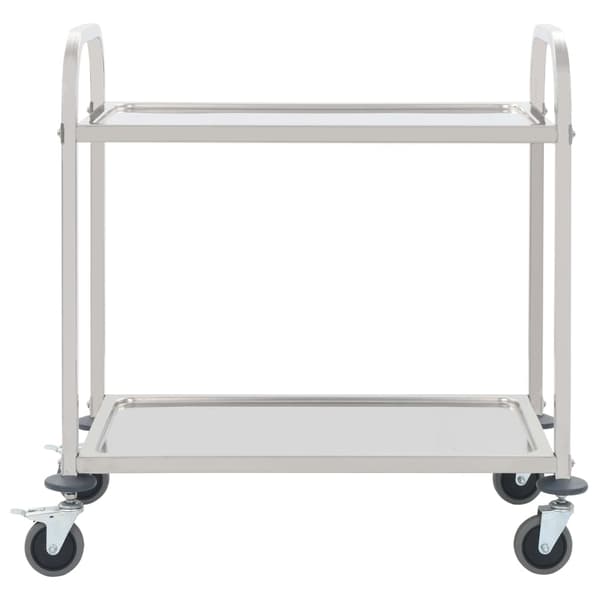 vidaXL serveringsvogn med 2 niveauer, 95x45x83,5 cm, rustfrit stål