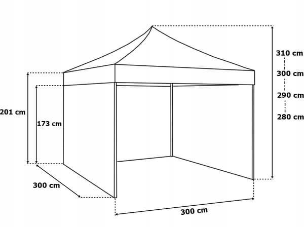 Ekspres shoppingpavillon 3x3 m sort