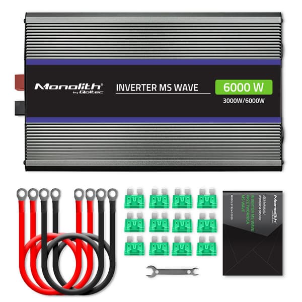 Qoltec Monolith 6000 MS Wave 3000 W/6000 W 12 V til 230 V bilinverter