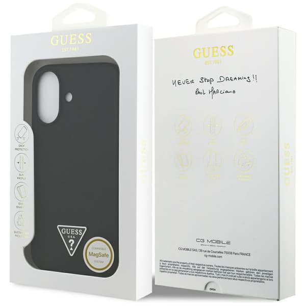 Guess Silikone Trekantet Logo MagSafe-etui til iPhone 17, Sort