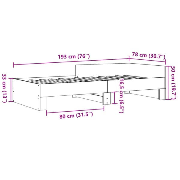 vidaXL sengestel sort 75x190 cm træbaseret materiale