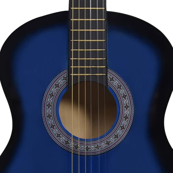 vidaXL Klassisk gitarr för nybörjare med väska, blå 3/4, 36"
