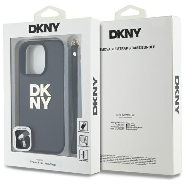 DKNY Wrist Strap Stock Logo-cover til iPhone 16 Pro Max, sort
