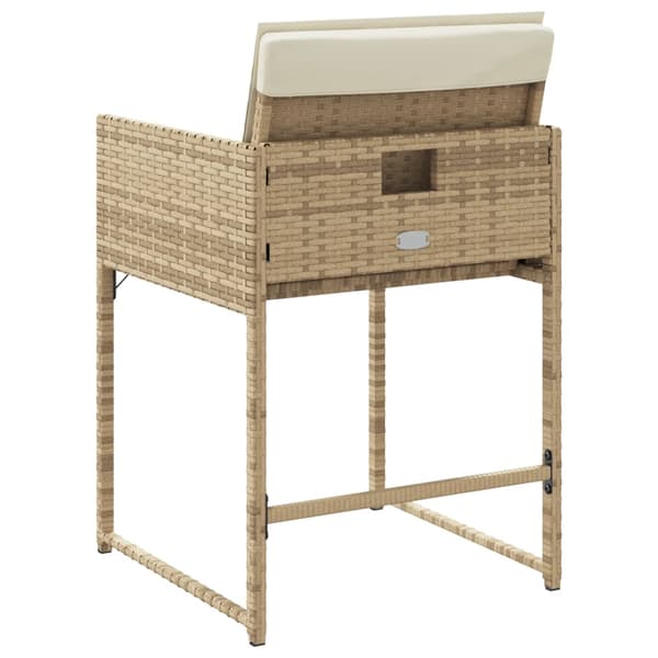 vidaXL Trädgårdsstolar med dynor, set om 4, beige, polyrotting