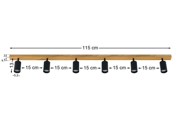 Moderne lampe - 6 x GU10 - L=115 cm