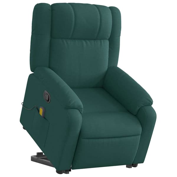 vidaXL Lyftbar massagefåtölj mörkgrön tyg