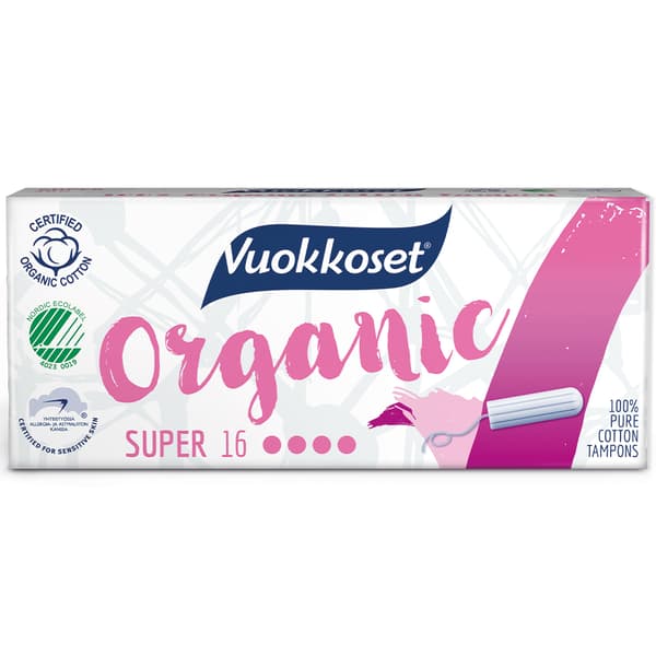 Super tamponer 16 stk vuokkoset 100% BIO