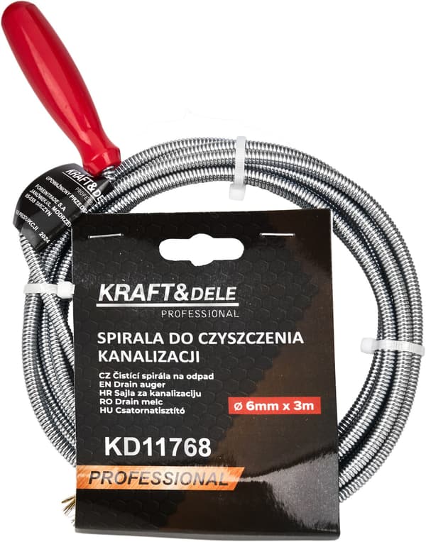 Kloakspiral til rør med børste 6 mm x 3 m KD11768
