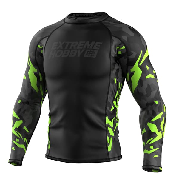 Herr långärmad rashguard BLACK PANTHER L LIME