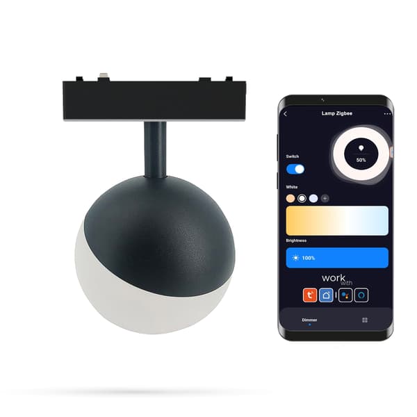 Zigbee Tuya Kula 6W D-lampe til magnetiske skinner SLIM TRACK 48VDC 3000-6000K Dæmpbar
