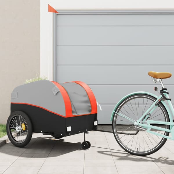 vidaXL cykelanhænger, sort og orange, 45 kg, jern