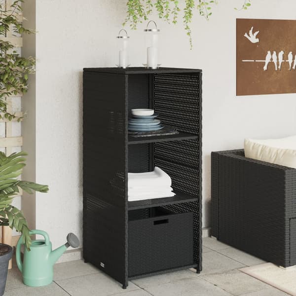 vidaXL haveskab, sort, 50x55x115 cm, polyrattan