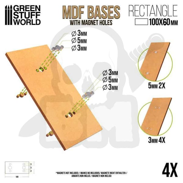 GSTU501611 MDF-baser rektangulära 100x60mm