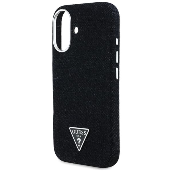 Guess Denim Triangle Logo MagSafe -kotelo iPhone 16:lle, musta