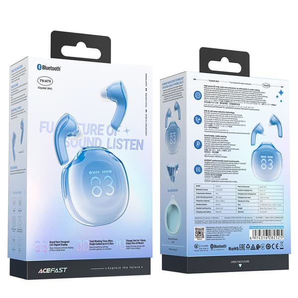 T9 Bluetooth 5.3 In-Ear Trådløse Hovedtelefoner USB-C Blå