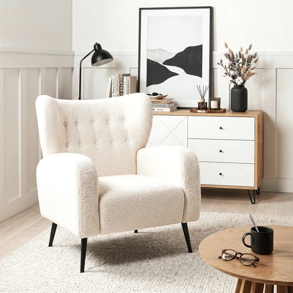 NICO Creme Boucle Moderne Loungestol