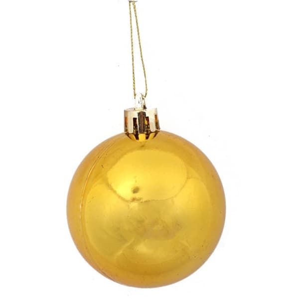 Sæt med fire farvede plastbolde - blå, rød, guld, sølv, 6 cm