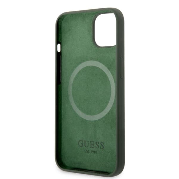 Guess Silikone Logo Plade MagSafe-etui til iPhone 13, Grøn/Khaki