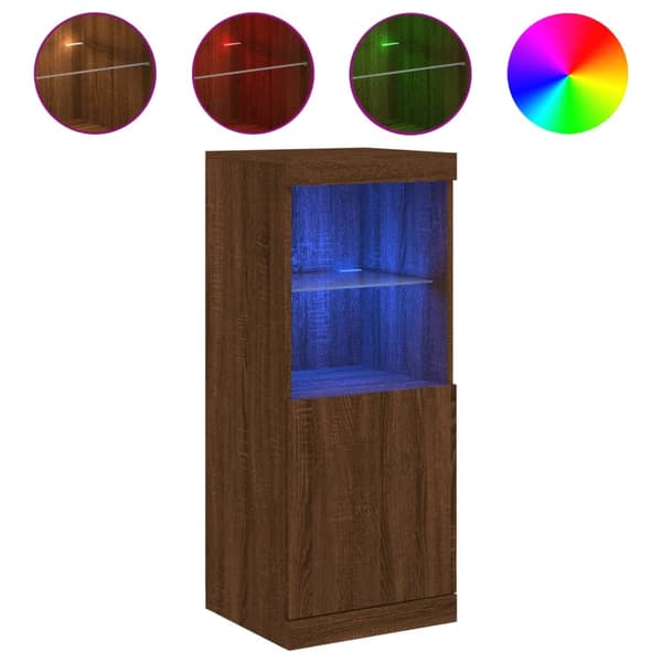 vidaXL LED-skab brunt egetræ 41x37x100 cm