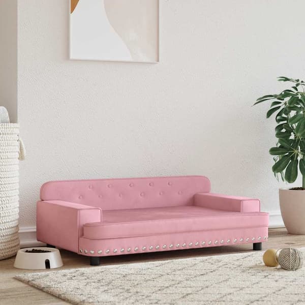 vidaXL Hundbädd, Rosa, 90x53x30 cm, Sammet