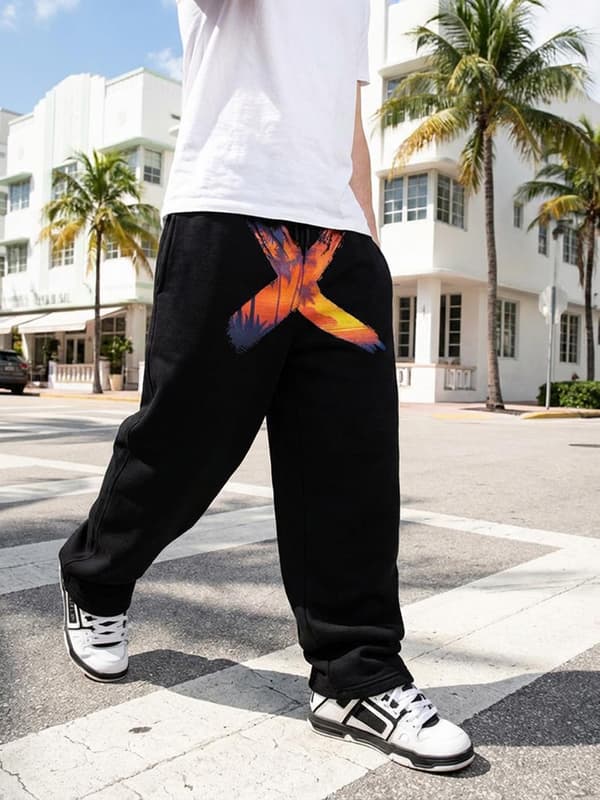 Point X Vice Herre Wide Baggy Joggingbukser Sort M