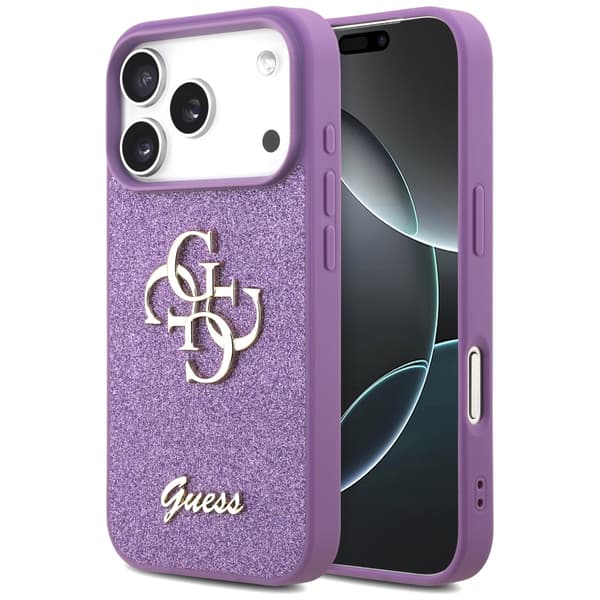 Guess Fixed Glitter Big 4G cover til iPhone 17 Pro lilla
