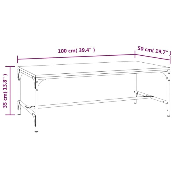 vidaXL sofabord, sort, 100x50x35 cm, træbaseret materiale