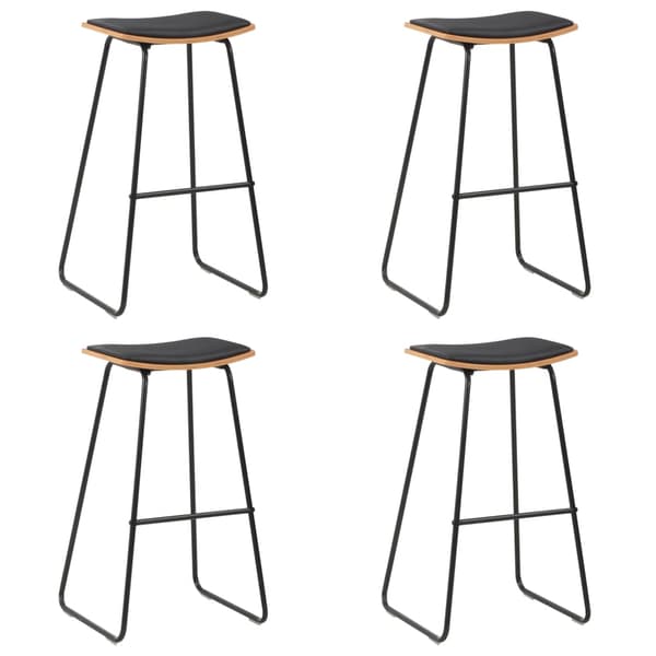 vidaXL Barstolar, set om 4, svart, konstläder
