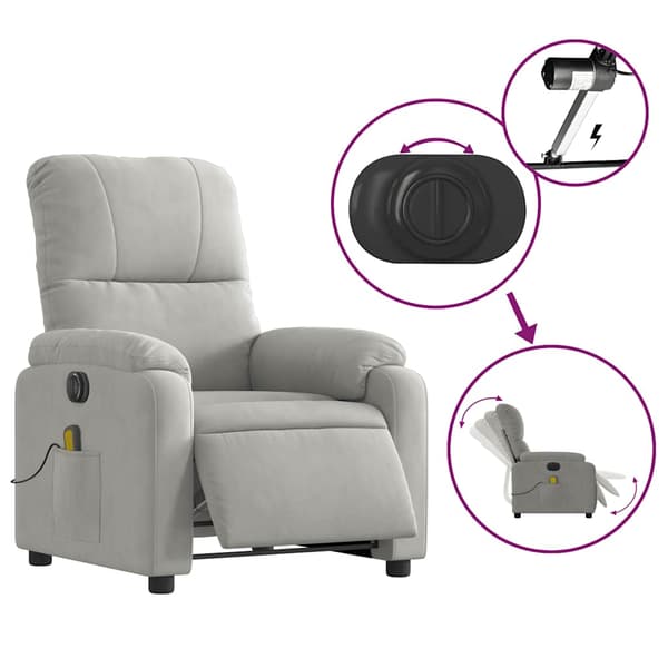 vidaXL Elektrisk massagefåtölj ljusgrå mikrofiber
