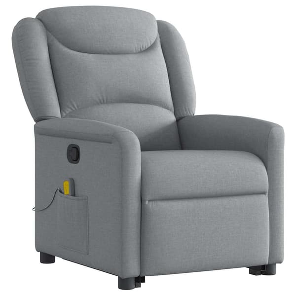 vidaXL Lyftbar massagefåtölj ljusgrå tyg