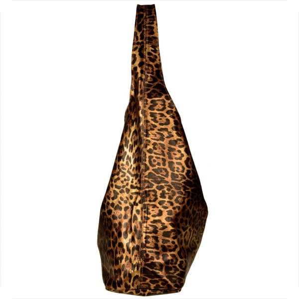Läderväska, leopardmönster, metallic brun, koppar