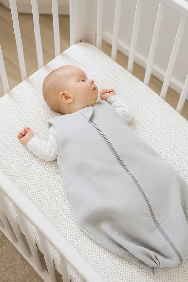 Rund muslin sovsäck för barn S 0-6 månader sommar TOG 1.0 - grå