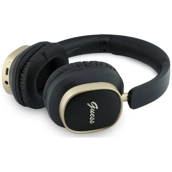 Guess Bluetooth ENC Rektangulära Metallskript Svarta Over-Ear Hörlurar