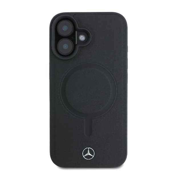 Mercedes Smooth Læder MagSafe-etui til iPhone 16, Sort