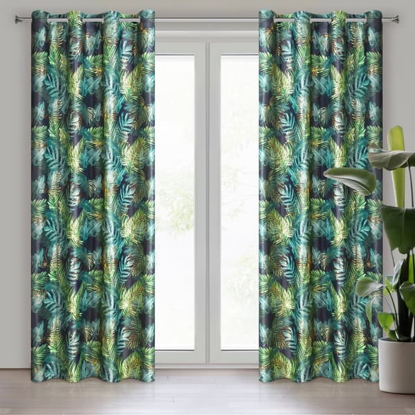 DAVOS gardin 140x250 cm sort og grøn
