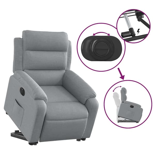 vidaXL Elektrisk lyftande massagefåtölj ljusgrå