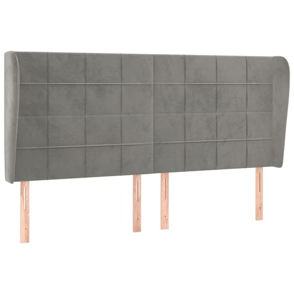 vidaXL Siivekäs sängynpääty vaaleanharmaa 183x23x118/128 cm sametti