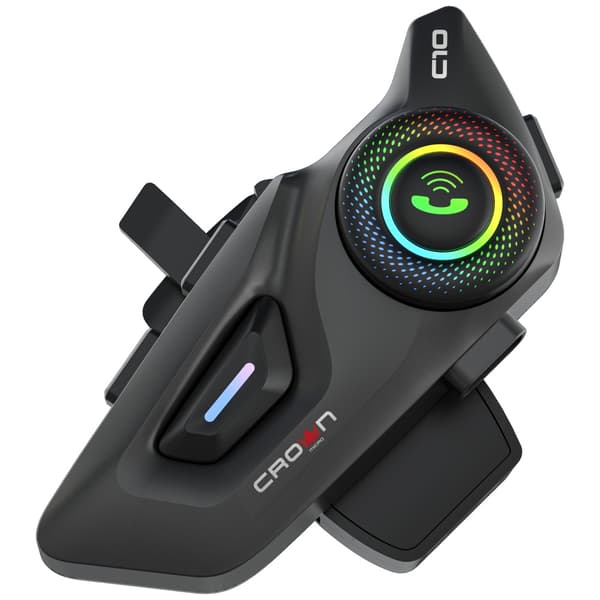 Crown C10 Bluetooth 5.3 Motorcykel Intercom Svart