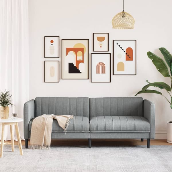 vidaXL 3-personers sofa lysegrå stof